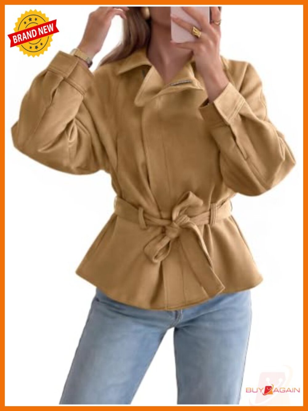 Faux Suede Cropped Moto Jacket Zip Up Lapel Trench Coat Women's Casual